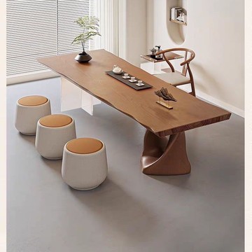 公司貨 免運 新中式實木大板茶桌桌椅組合現代客廳家用泡茶桌椅辦公室原木茶臺 快速發貨