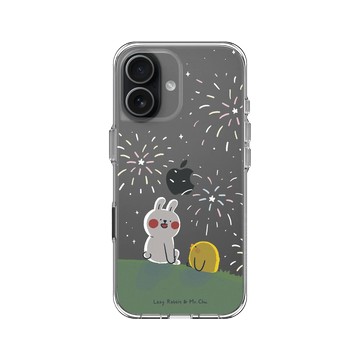 iPhone 17 Clear Case（相機按鈕） 透明 - 懶散兔與啾先生 Lazy Rabbit and Mr.Chu - 煙火