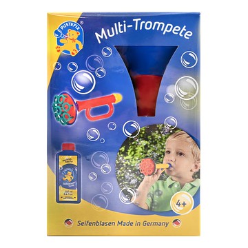 PUSTEFIX 魔法泡泡喇叭 德國原裝進口 色彩繽紛不易破 含250ml泡泡水  紅色 + 藍色 + 綠色  1盒