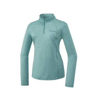 mountneer 山林 女膠原蛋白長袖排汗衣碧綠51p06/排汗衣/立領/長袖/抗uv/吸濕/