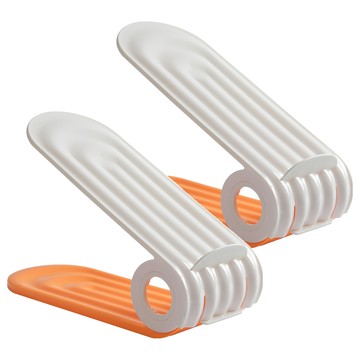 家用可調節雙層收納鞋架/鞋托架  2個  橙色