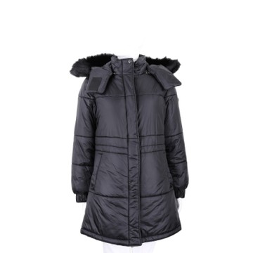 Emporio Armani 黑色科技保暖材質立領可拆連帽長版外套