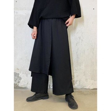 山本暗黑系男士潮牌日系不對稱發型師寬松休閑九分闊腿褲裙潮大碼