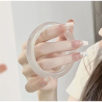 天然冰種白玉髓手鐲瑪瑙玉手鐲生日禮物送女友荔枝凍鐲白月光玉鐲