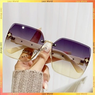 🕶韓版墨鏡🕶無框眼鏡 切邊眼鏡 大框防紫外線眼鏡 男女同款眼鏡 復古眼鏡 女生防曬墨鏡 墨鏡女 太陽眼鏡 uv400