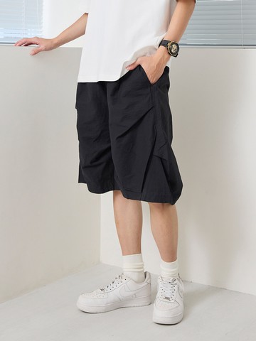休閒口袋布標素色短褲