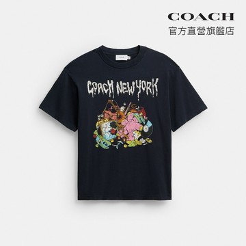 【COACH】棉質卡通圖案休閒T恤-海軍藍色(CEM22)｜官方直營