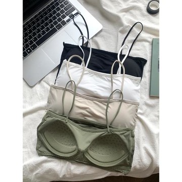 美背文胸一體抹胸小背心女夏黑色無痕內衣短款緊身吊帶打底衫上衣