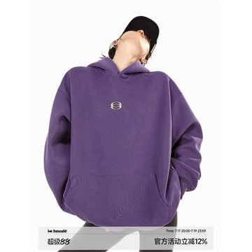 ICH MODE 美式連帽紫色衛衣女秋季新款寬松百搭外套上衣oversize
