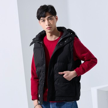 寒冬送暖連帽羽絨背心(黑色)-男