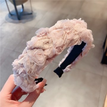 🆕新品上架【梨花瑪雅】💖韓風INS溫柔高顱頂甜美蕾絲玫瑰花朵髮箍(3色)