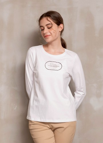 *輕語日麗亮鑽柔棉長袖Ｔ恤