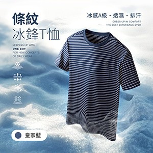 冰感A級冰科技吸溼排汗透氣條紋冰鋒T恤