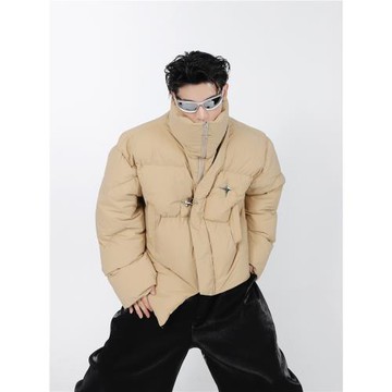 CulturE自制小眾不規則棉服外套金屬設計加厚面包服高級短款上衣