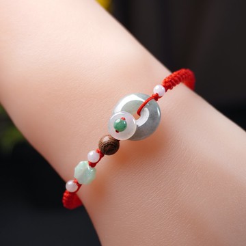 【願‧平安】冰種翡翠平安扣編織手鍊 | 天然緬甸A貨翡翠 | 送禮