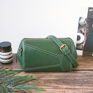 真皮幾何拼圖斜背包 22359 綠