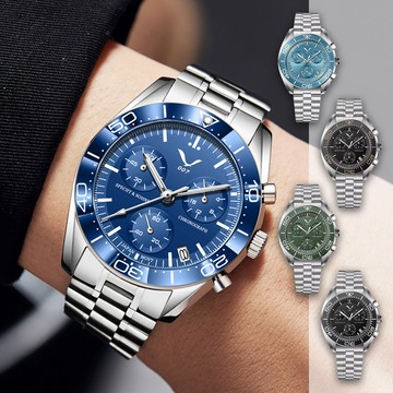 【SPECHT&SOHNE】【愛時】 特工007系列 真三眼六針 夜光指針 男錶女錶對錶 計時 石英錶 SP0007