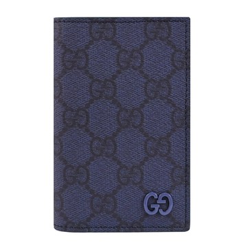 GUCCI 768249 GG Supreme 印花對折卡片收納夾.深藍/綠