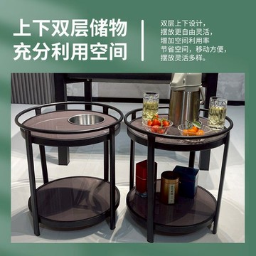 公司貨附發票 最低價 小圓桌 麻將機茶幾雙層棋牌室專用煙缸茶水架麻將桌邊幾茶水桌輕奢圓茶幾 快速出貨
