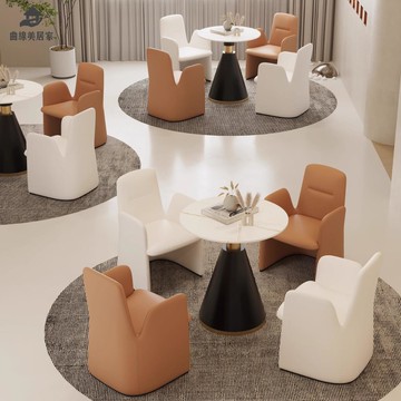 洽談桌 椅組合樣品屋展示中心展廳接待會客美容院奶茶店陽臺小圓桌qxm8091