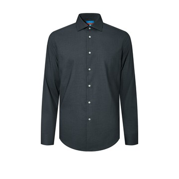 免熨防皺光滑彈性斜紋長袖上班襯衫/深海軍藍色 | 4112355278