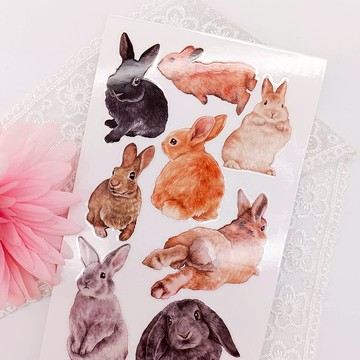 5K016 五口美 可愛小兔A Cute Rabbit A 可愛いウサギA/轉印貼紙