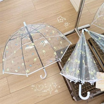 兒童雨傘貓咪小魚男童女拱形寶寶3歲輕便透明可愛幼兒園自動長柄