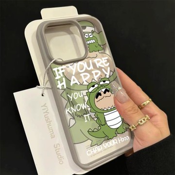 鱷魚小新適用iphone16蘋果15pro手機殼膚感磁吸鈦金灰透明14防摔16promax無線充電magsafe保護套車載12亞克力