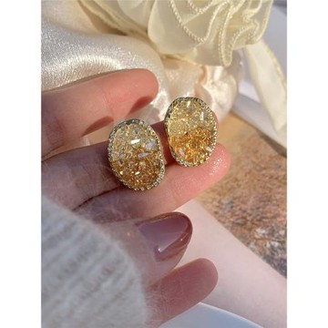 迷度S925銀針法式高級耳環橘子汽水耳釘溫柔耳飾女氣質爆款夏通勤