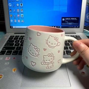 手繪可愛陶瓷水杯女生馬克杯高顏值辦公室咖啡杯子