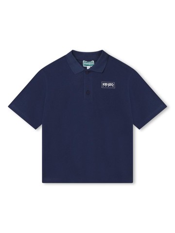 Kenzo Kids - logo-print cotton polo shirt - kids - Cotton - 8 - Blue