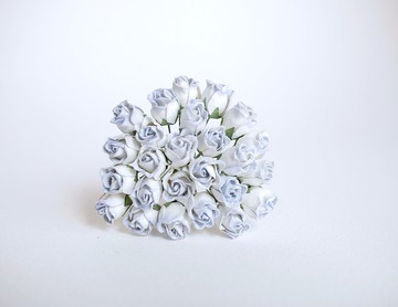 紙花，25 件，尺寸 1 x1.2 厘米。含苞待放的玫瑰花，藍色筆刷顏色。