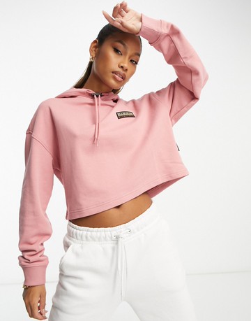 Napapijri Cenepa cropped back print hoodie in pink