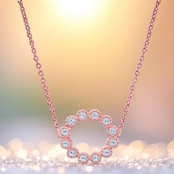 【美鑽銀飾】 璀璨鋯石 × 925純銀玫瑰金圓形項鏈