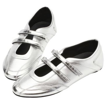 【Grace Gift】輕盈革命魔鬼氈雙帶內增高瑪莉珍運動鞋 銀