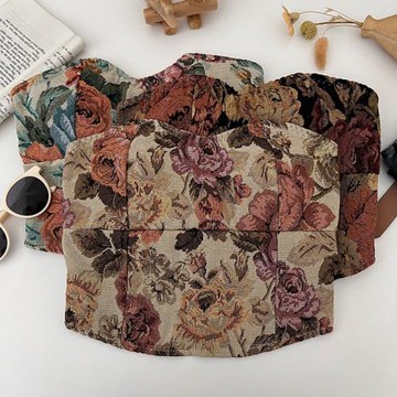 辣妹時尚百搭復古印花修身顯瘦短款抹胸背心內搭打底衫上衣女夏季