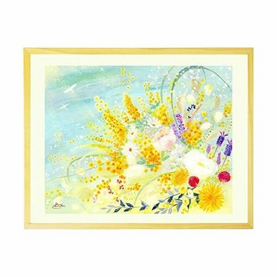 絵画 インテリア 黄色い花 春告ぐミモザの花束 Mサイズ 花 絵 玄関に飾る絵画 風水 花束 花の絵 部屋 額付き おしゃれ アートポスター 壁 通販 Lineポイント最大get Lineショッピング