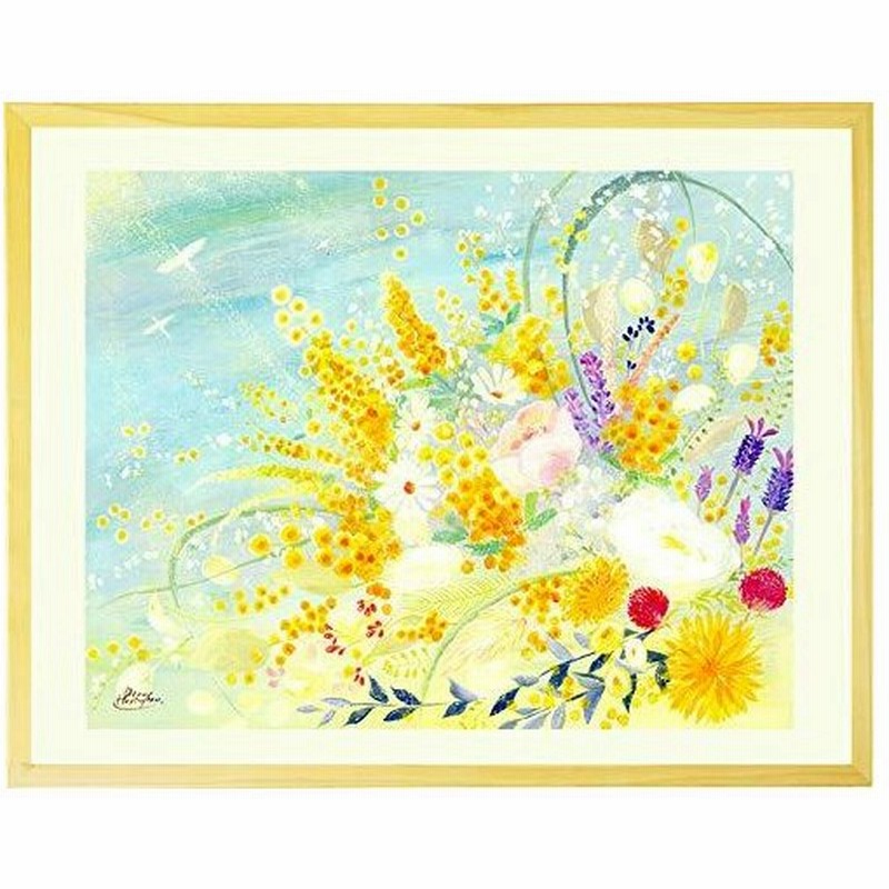絵画 インテリア 黄色い花 春告ぐミモザの花束 Mサイズ 花 絵 玄関に飾る絵画 風水 花束 花の絵 部屋 額付き おしゃれ アートポスター 壁 通販 Lineポイント最大get Lineショッピング