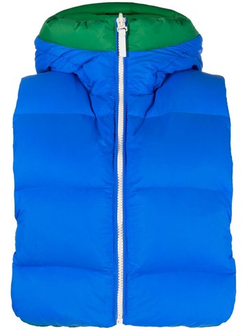 Yves Salomon - logo-print reversible padded gilet - women - Polyamide/Polyamide/Feather Down - L - Blue