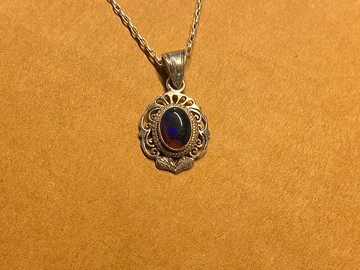 天然 黑 蛋白石 吊飾 項鍊 尼泊爾 手工製