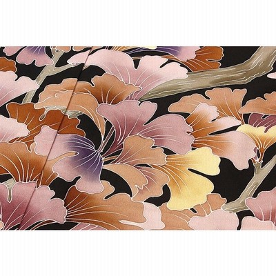 染の川勝 訪問着 正絹 こげ茶色 銀杏 紅葉 極上の手描友禅 最