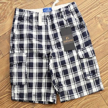 可可外貿 夏季新品男士格子工裝褲潮休閑五分褲直筒純棉水洗短褲