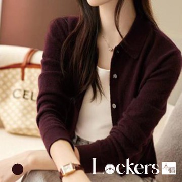 【Lockers 木櫃】秋季柔軟POLO領針織上衣 L112100205