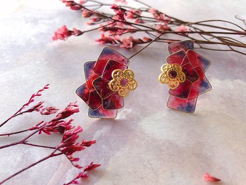 漸層暈染三重奏   樹脂彩繪耳環