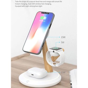 三合一無線充電器適用applewatch手表蘋果15ProMax手機iWatchS9充電底座磁吸快充magsafe耳機桌面便攜支架