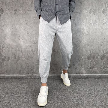 夏季百搭哈倫小腳褲痞帥束腳褲男薄款精神小夥九分休閒褲褲子男 KII7