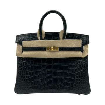 HERMES 愛馬仕 鉑金包 Birkin 霧面鱷魚（25cm/黑色/金釦/B刻）