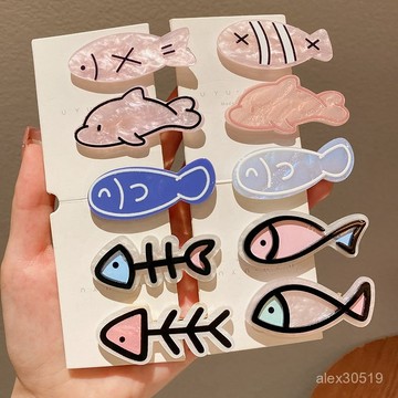 臺灣出貨📦【店鋪熱銷】可愛係列小魚魚骨碎髮髮夾ins少女劉海夾碎髮邊夾多巴胺趣味夾子