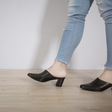 Mules Heels (極致黑) Black 中高跟穆勒 | WL