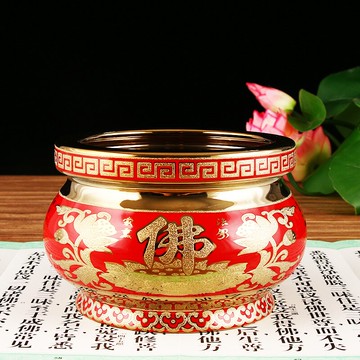鈦金紅佛字香爐小香爐供佛室內香薰爐居家供佛線香小爐子紅佛爐